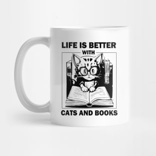 Life Is Better With Cats And Books Mug